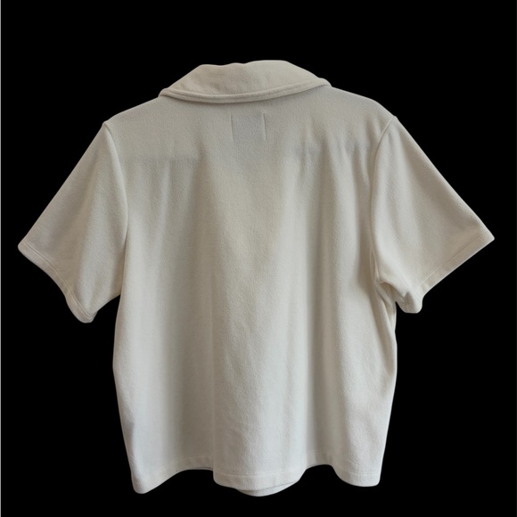 Dudley Stephen’s Cream Ivory Terry Quarter Zip Polo Size Large Quiet Luxury - Picture 3 of 16